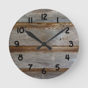 Horloge Ronde Old Barn Door Wood