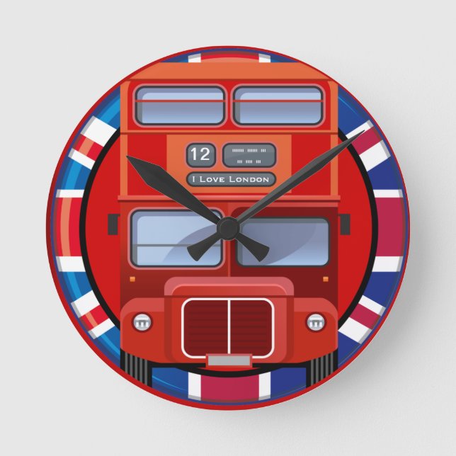 Horloge Ronde Old London Red Double Decker (Recto)
