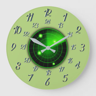 Horloge Ronde Olive avec Radar gris MilitaireTemps Grande horlog