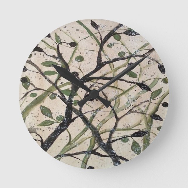 Horloge Ronde Olive Branch Art Abstrait (Recto)