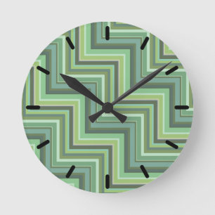Horloge Ronde Olive green stripes stairs pattern