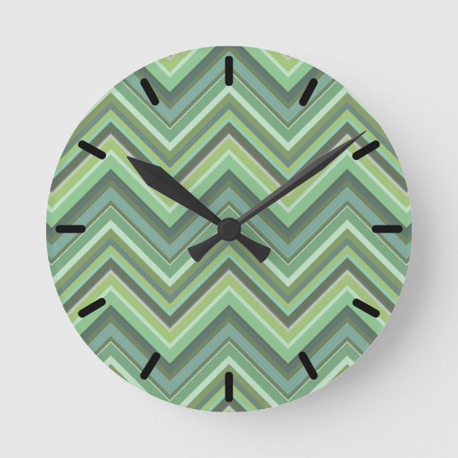 Horloge Ronde Olive green zigzag stripes (Recto)