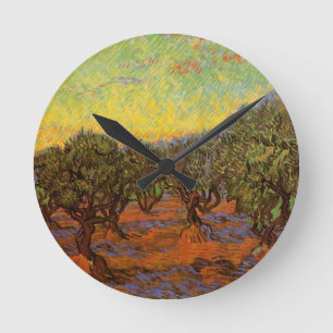 Horloge Ronde Oliveraie, ciel orange par Vincent van Gogh