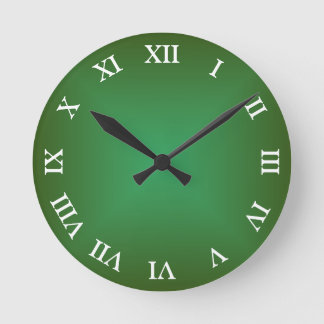 Horloge Ronde Ombre angulaire verte, chiffres arabes ou romains