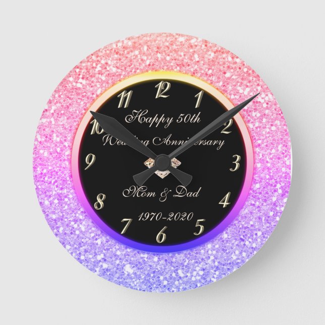 Horloge Ronde Ombre Sequins Diamond 50th Wedding Anniversary (Recto)