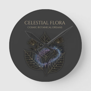 Horloge Ronde Ombres botaniques cosmiques & Plante (SANS CHIFFRE