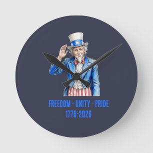 Horloge Ronde Oncle Sam Joyeux 14 juillet Patriotique