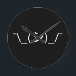 Horloge Ronde Oops Shrug Emoticon ; -\_(シ)_/<br><div class="desc">Humour Geek amusant Kaomoji Tête Innocent Oops Shrugging Japonais Emoticons ASCII Texte Art Face Mark.

Globe Trotters se spécialise dans l'imagerie idiosyncratique du monde entier. Vous y trouverez des Cartes de Voeux,  Cartes Postales,  Posters,  Mousepads et plus encore.</div>