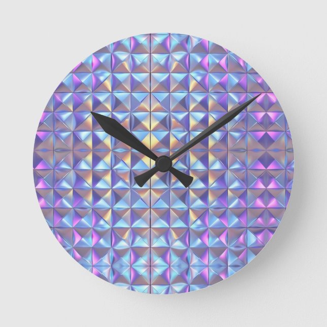 Horloge Ronde Or Géométrique Iridescent Bleu et Violet 2 (Recto)