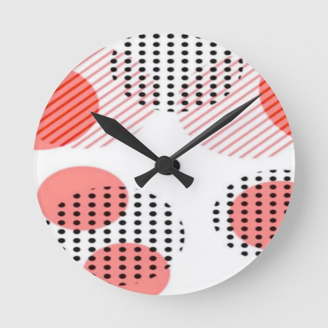 Horloge Ronde Orange Circles with Black Polka Dots pattern (Recto)