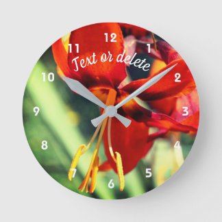 Horloge Ronde Orange de feu Fleur diurne personnalisée