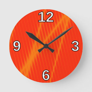 Horloge Ronde Orange Laser Beam Look Lines on Orangish Red Clock