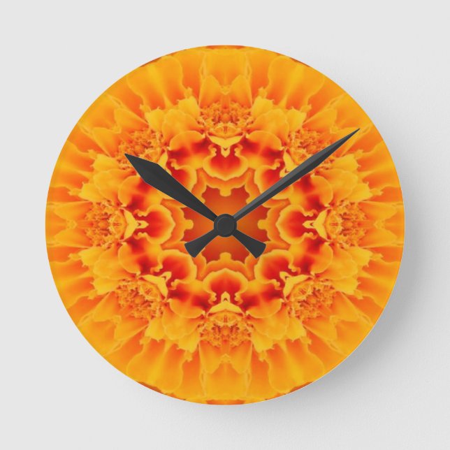 Horloge Ronde Orange Marigold Mandala  (Recto)
