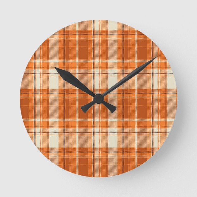 Horloge Ronde Orange plaid (Recto)