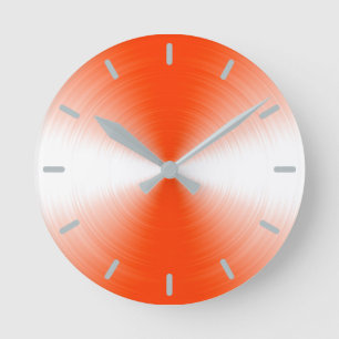 Horloge Ronde Orange Red Radiant Contemporary