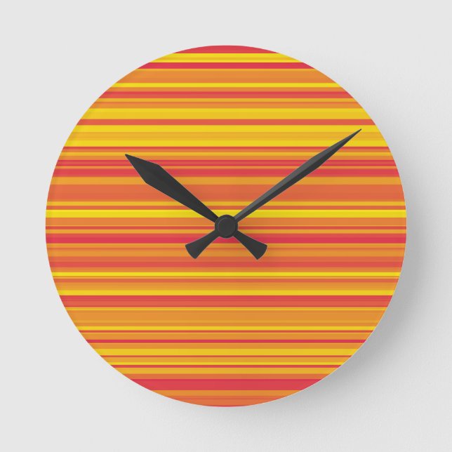 Horloge Ronde Orange rouge jaune rayures (Recto)