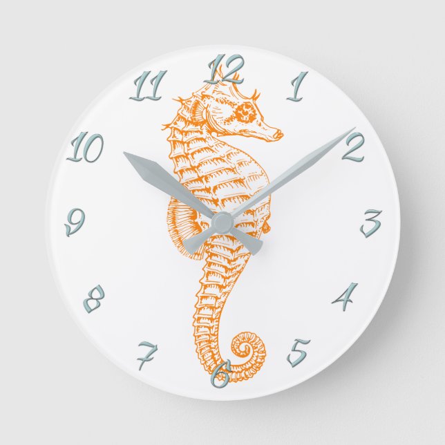 Horloge Ronde Orange Seahorse (Recto)