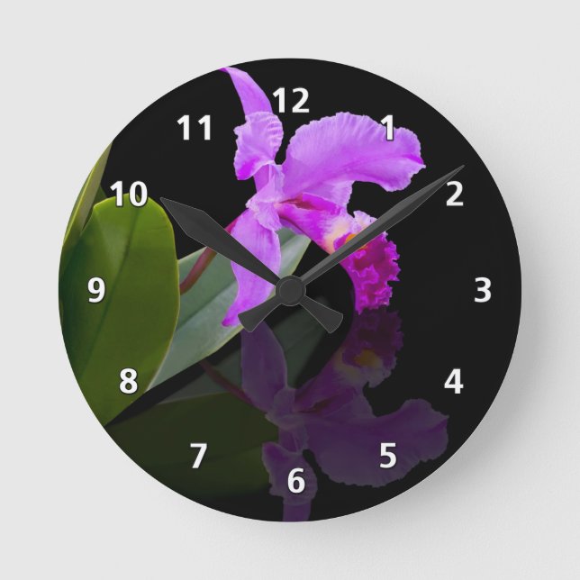 Horloge Ronde Orchid Reflections on Black (Recto)