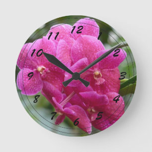 Horloge Ronde Orchidée Vanda rose foncé