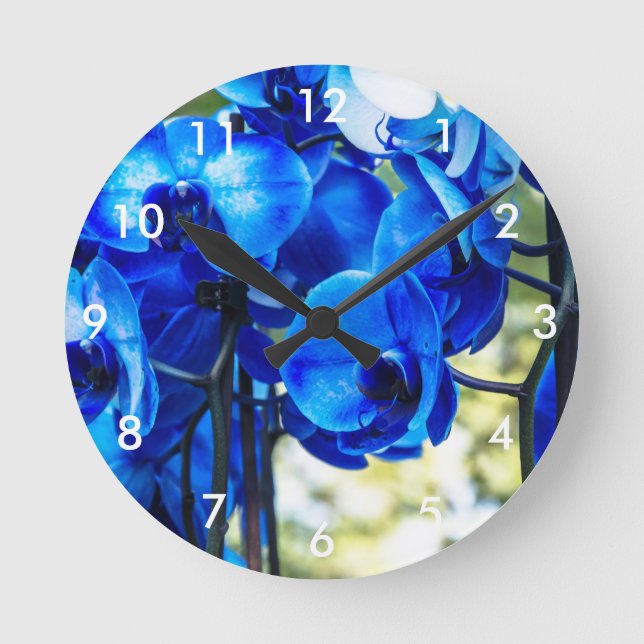 Horloge Ronde Orchidées bleues (Recto)