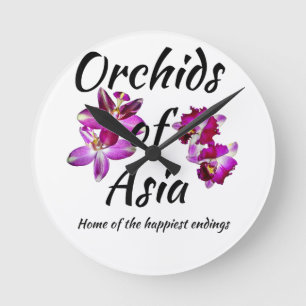 Horloge Ronde Orchidées d'Asie