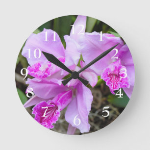 Horloge Ronde Orchidées en fleurs