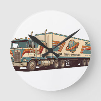 Horloge Ronde Oreiller jeté de camion semi-vintage rétro