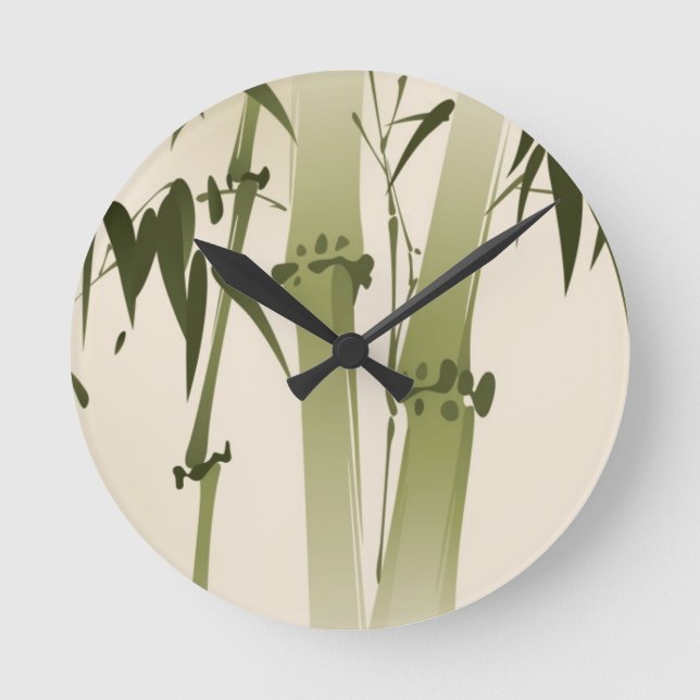 Horloge Ronde Oriental style painting, bamboo branches 2 (Recto)