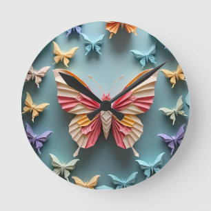 Horloge Ronde Origami papillon