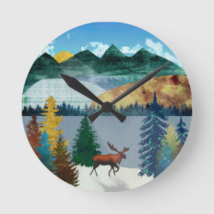 Horloge Ronde Orignal au lever du soleil