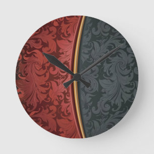 Horloge Ronde Ornement vintage rouge et noir