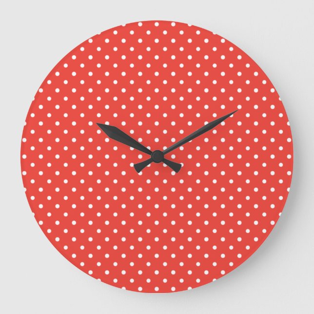 Horloge ronde ou Carré, rouge, Pois blancs (Recto)