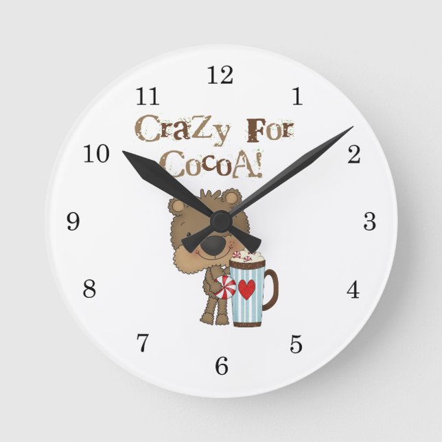 Horloge Ronde Ours de garçon fou pour des vacances de cacao (Recto)