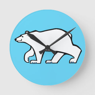 Horloge Ronde OURS POLAIRE - Faune - Bleu arctique