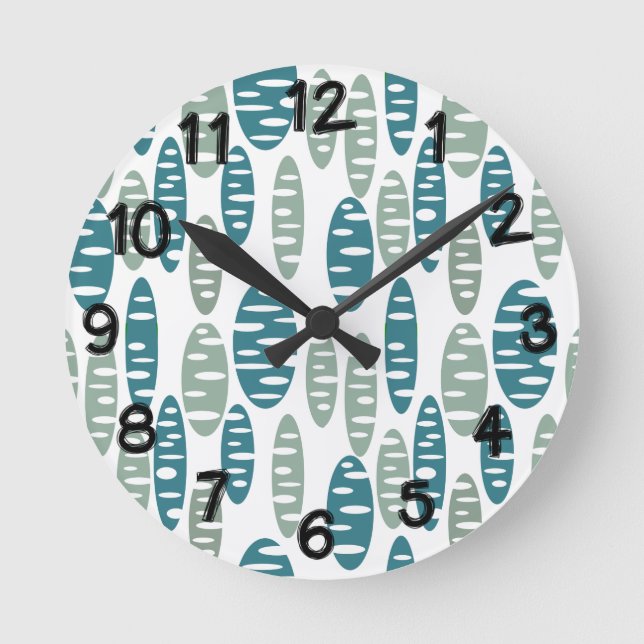 Horloge Ronde Ovales bleus rétro (Recto)