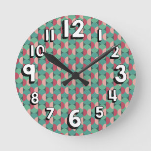Horloge Ronde Ovales rétro et demi-cercles