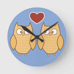 Horloge Ronde Owl heart love kids room decor