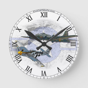 Horloge Ronde P-51 Mustang
