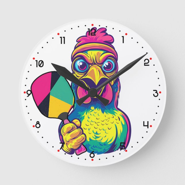 Horloge Ronde Paddle Peckin' Time Pickleball  (Recto)