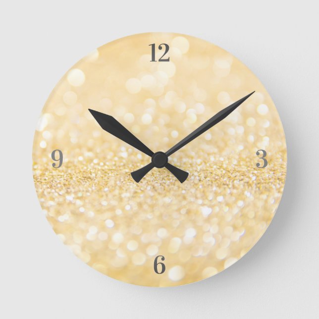 Horloge Ronde Paillettes Sable Doré (Recto)