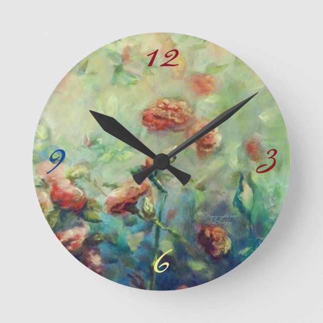 Horloge Ronde Painted Roses wall clock (Recto)
