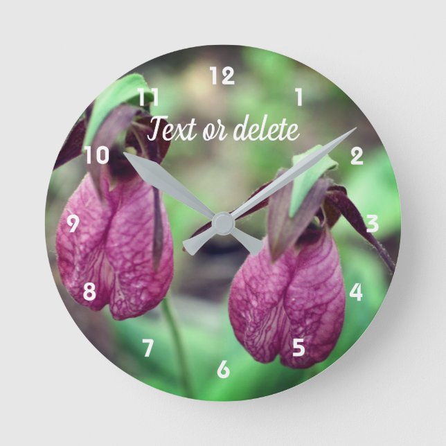 Horloge Ronde Paire Fleur d'orchidée rose sauvage 2 (Recto)