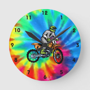 Horloge Ronde Paix, Amour, Motocross