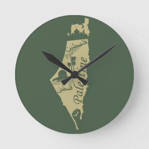 Horloge Ronde Palestine carte illustration design art palastinie