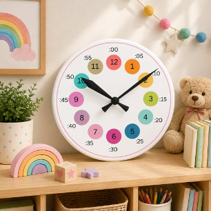 Horloge Ronde Palette de couleurs arc-en-ciel gras Apprendre à l