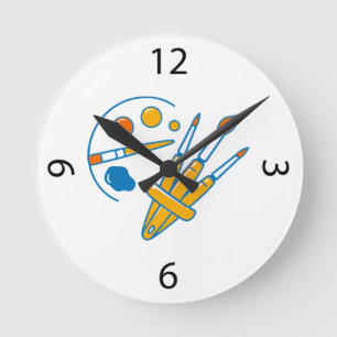 Horloge Ronde Palette et pinceaux de peinture d'artiste