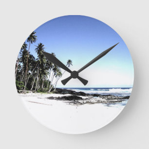 Horloge Ronde Palmiers exotiques & Plage Paradise