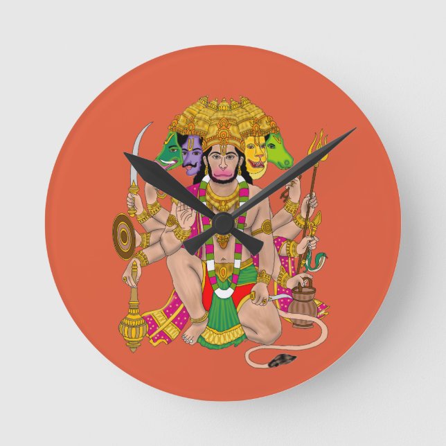 Horloge Ronde Panchmukhi Hanuman Wall Clock  (Recto)