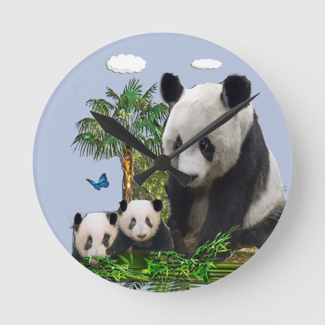 Horloge Ronde Panda Bears (Recto)