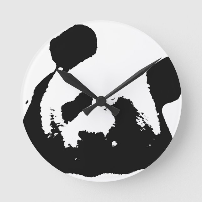 Horloge Ronde Panda d'art noir blanc (Recto)